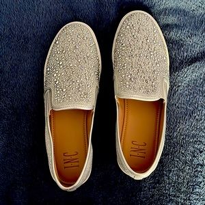 NWT - INC Silver Rhinestone Flats